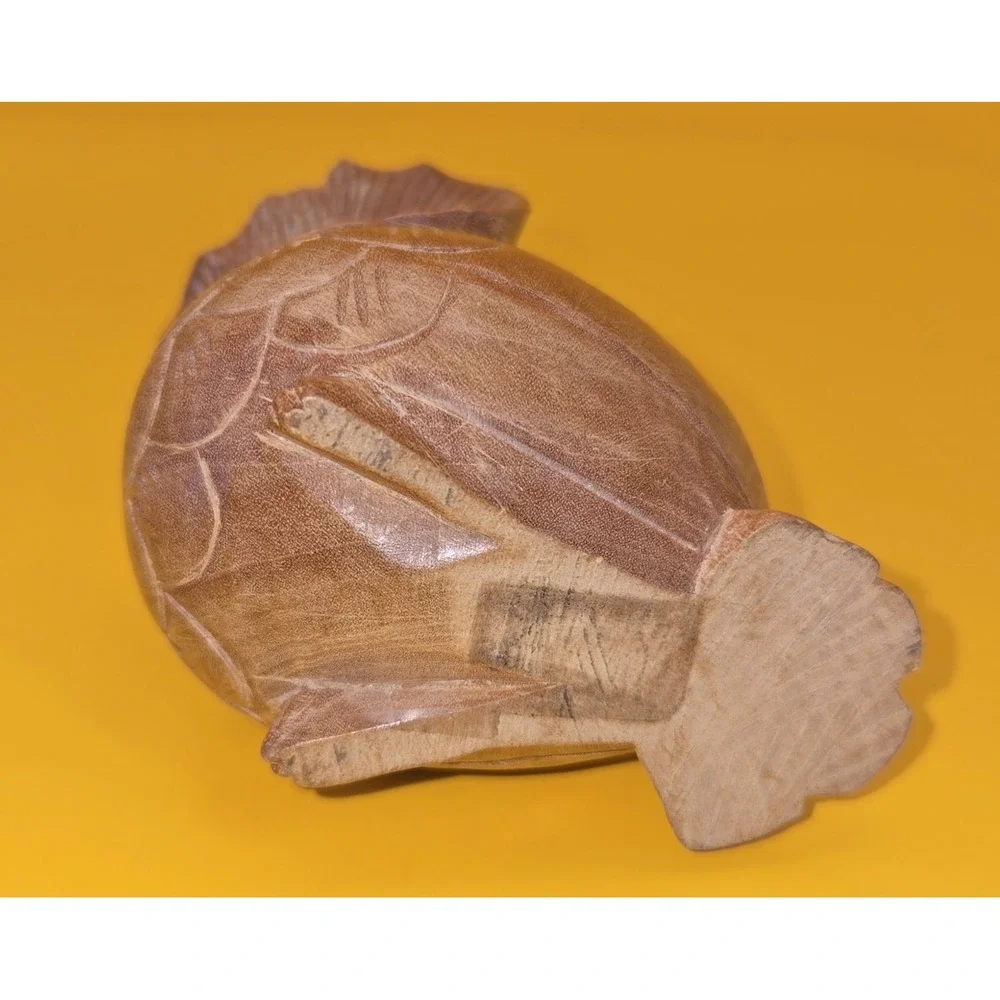 Small Wood Owl Hand Carved Figurine 2.75